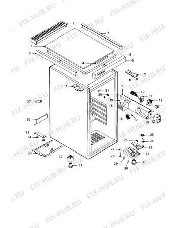 Взрыв-схема холодильника Tricity Bendix LF400W - Схема узла Cabinet + armatures